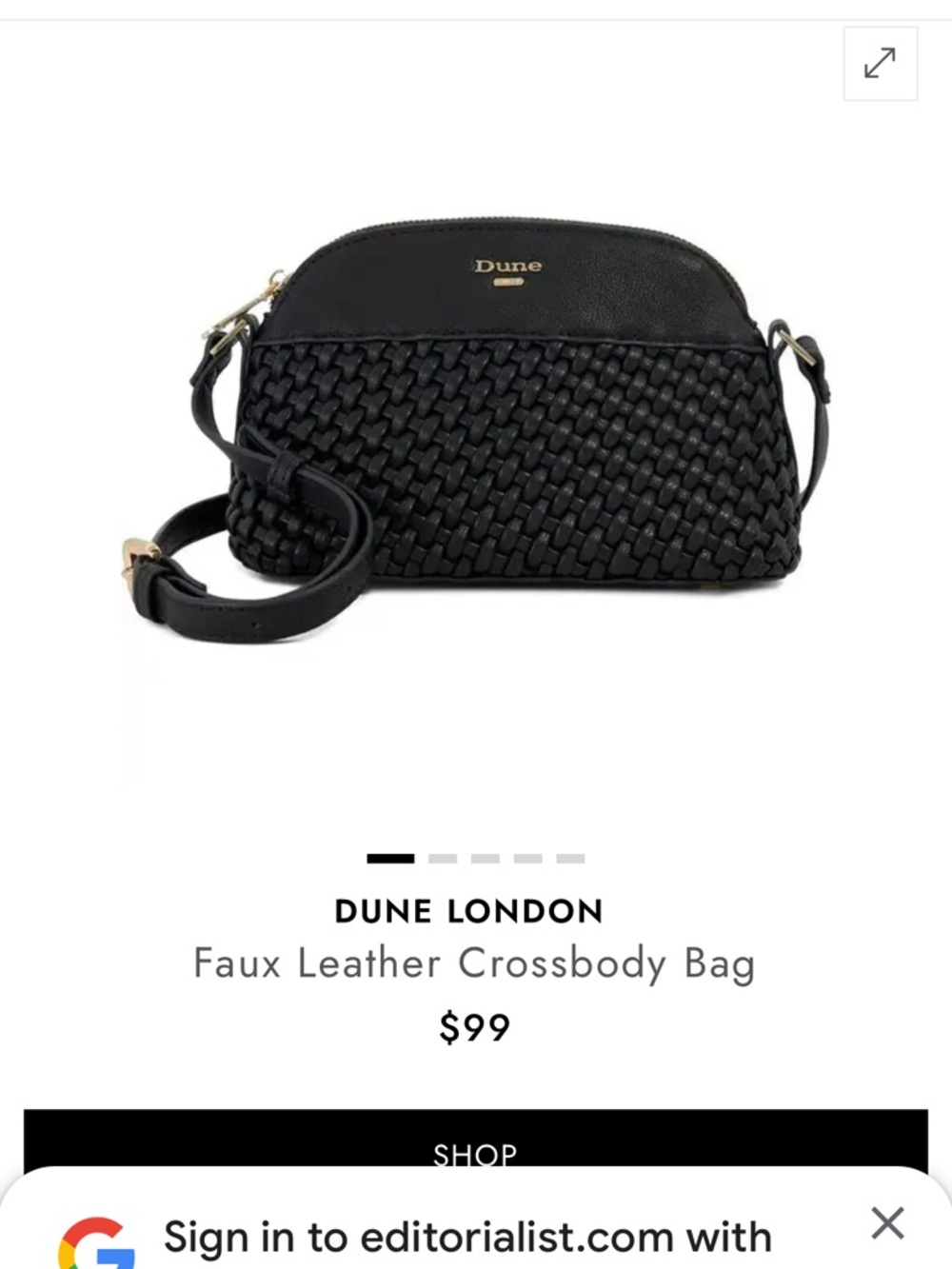 Dune London Black Woven Faux Leather Crossbody Bag